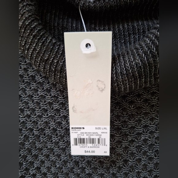 Croft & Barrow Grey/Black Cowl Neck Poncho Style Sweater Size XL - Picture 5 of 9